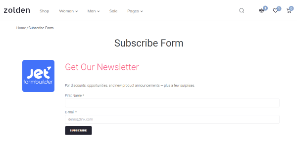 subscribe form front-end