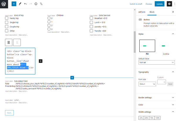 adding macros into the HTML code