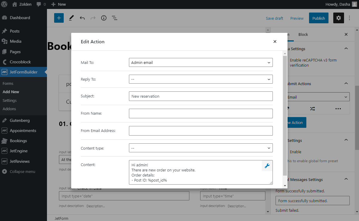 JetFormBuilder Plugin WordPress Booking Form Creation Crocoblock