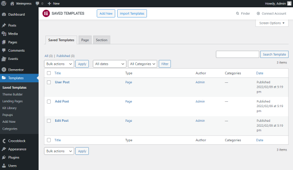 elementor preset templates