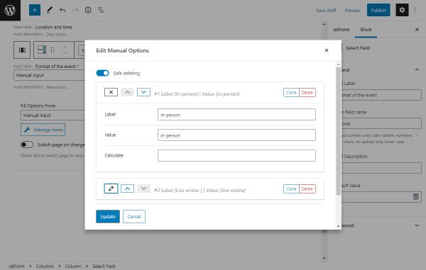 format manual options