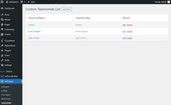 jetengine custom taxonomies