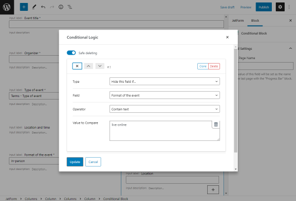 location conditional logic