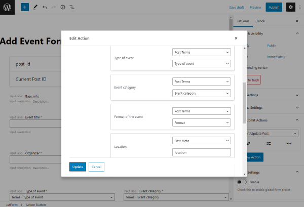 post terms fields map