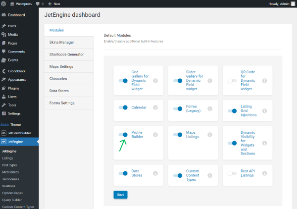 profile builder switcher