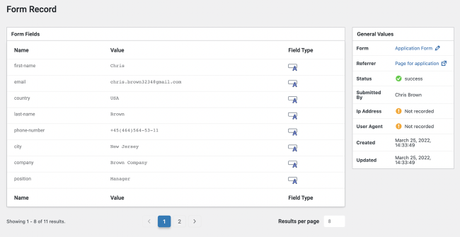 form record page