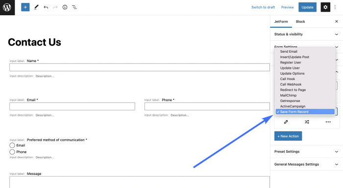 select save form record