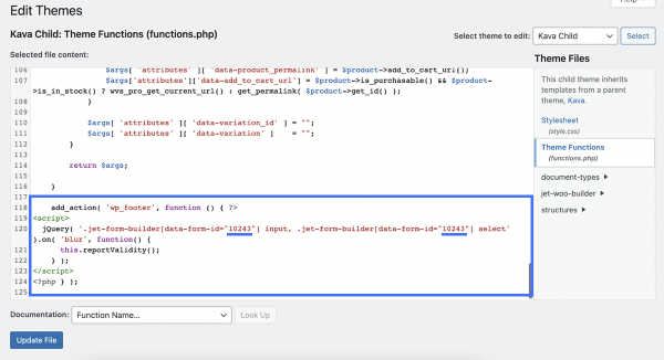 code for field validation