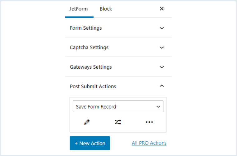 save form record post-submit action