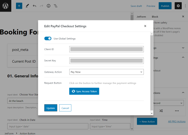 the first part of paypal checkout settings