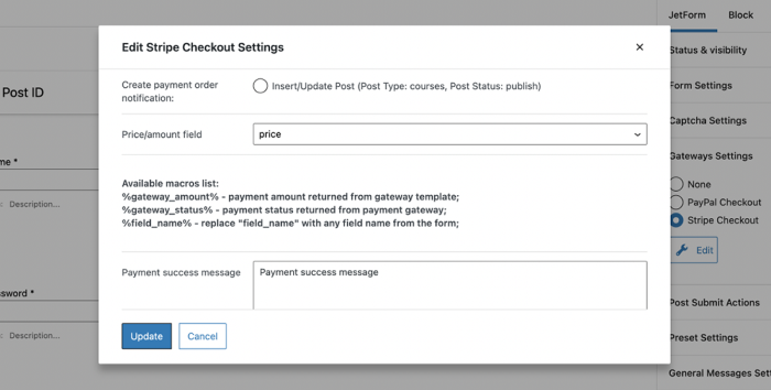 edit stripe checkout settings