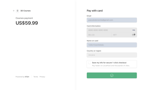 stripe payment page