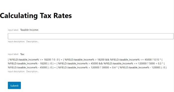building the formula for calculating tax rates in gutenberg