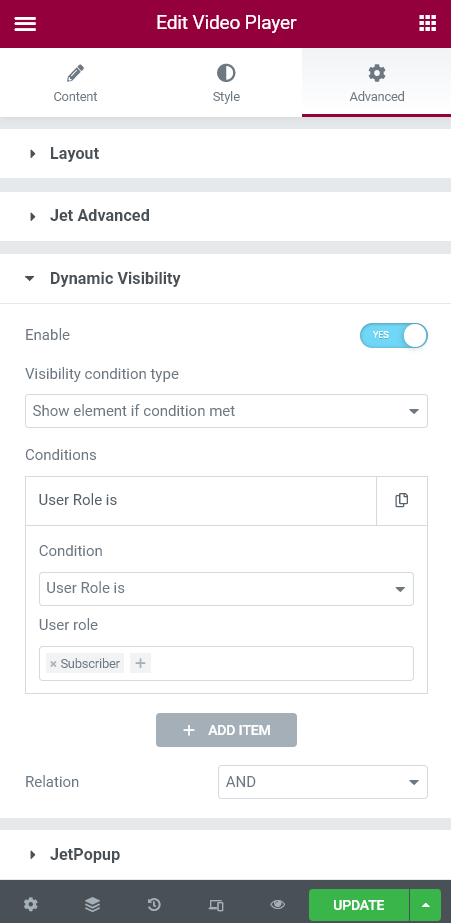 dynamic visibility condition for the paid content