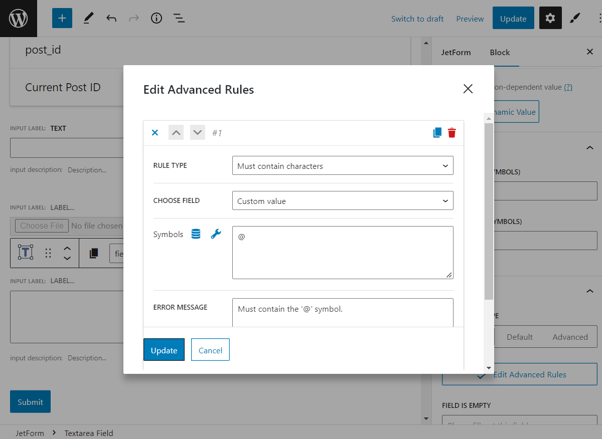 Advanced Form Validation FormBuilder