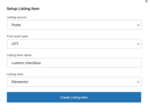 custom post type listing pop-up