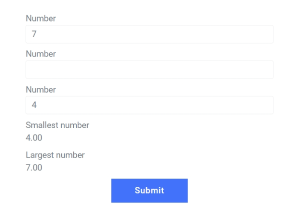 finding the smallest and the largest number where one of the numbers is null