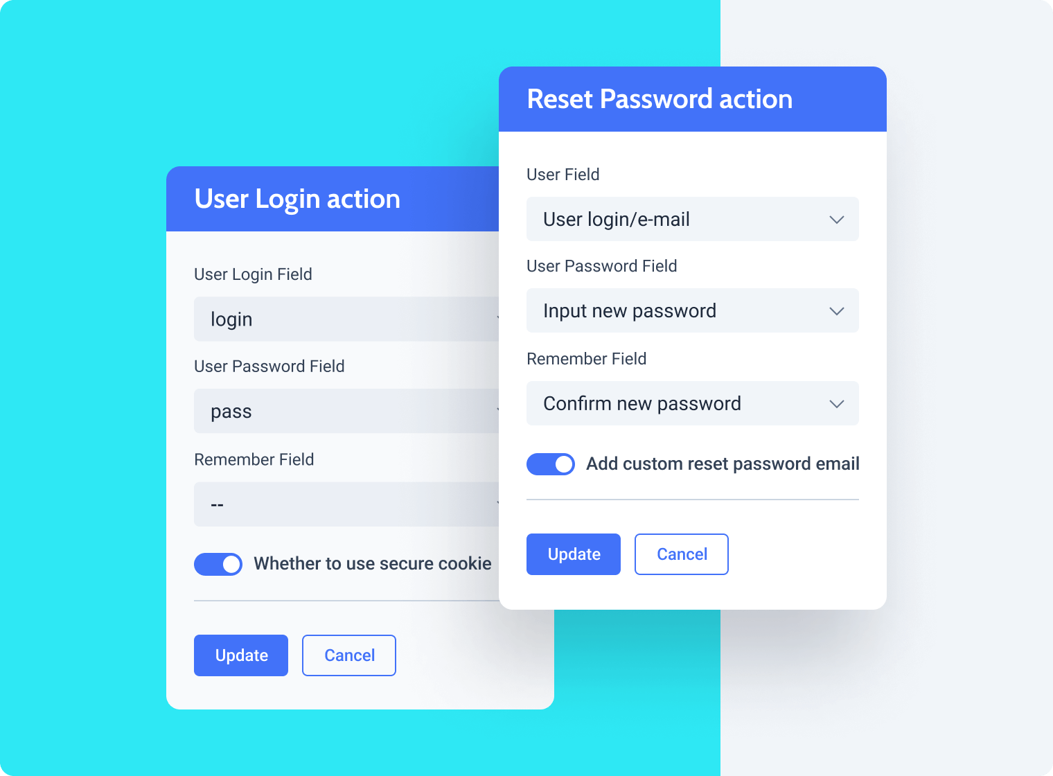 user login addon form action