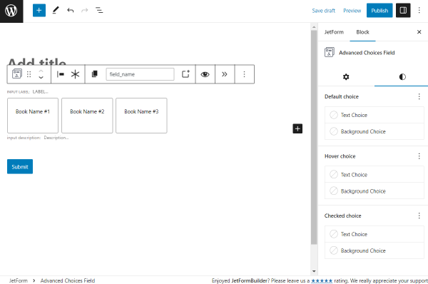 advanced choices field styles tab