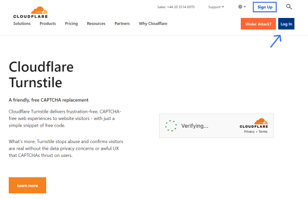 cloudflare turnstile starting page