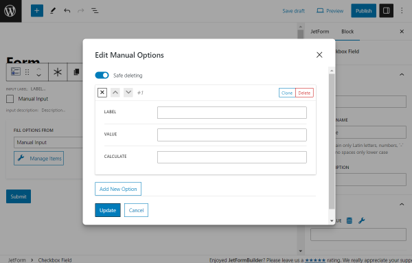 edit manual options pop-up