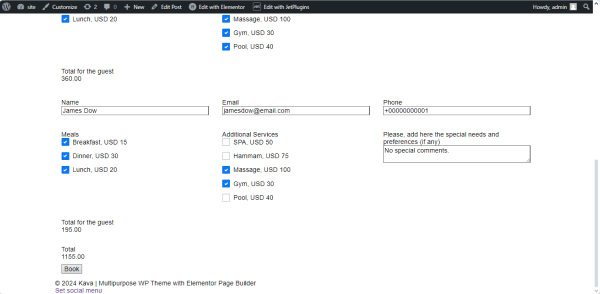 form with calculations on the front end