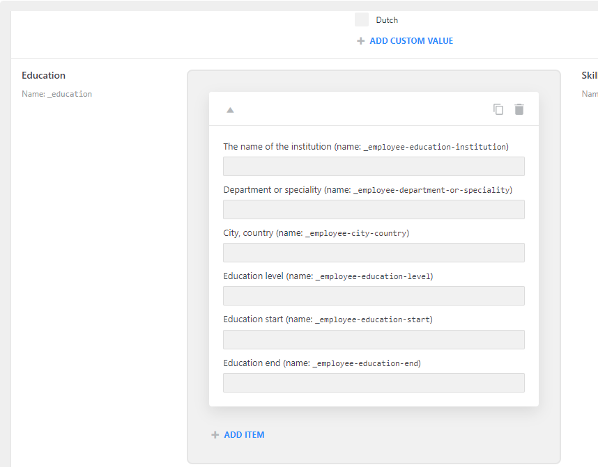 repeater fields for the user