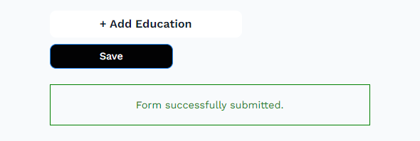 form successfully submitted message