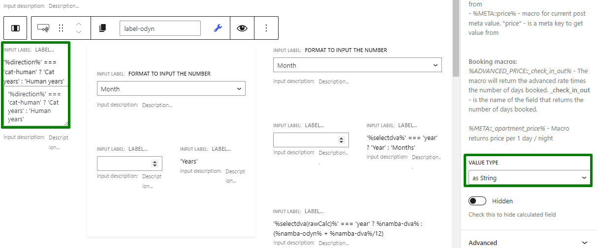 ternary operator in the calculated field