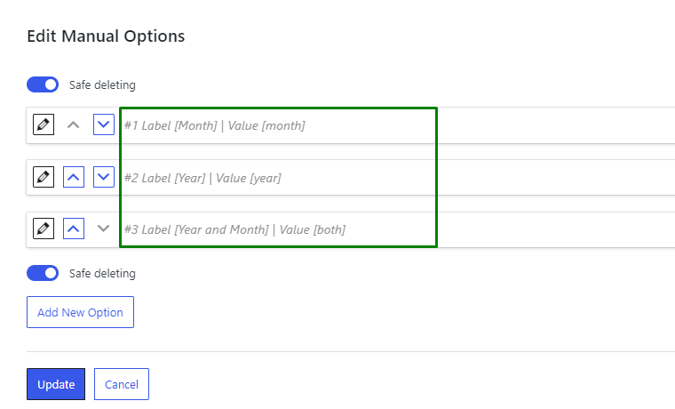 Select field options