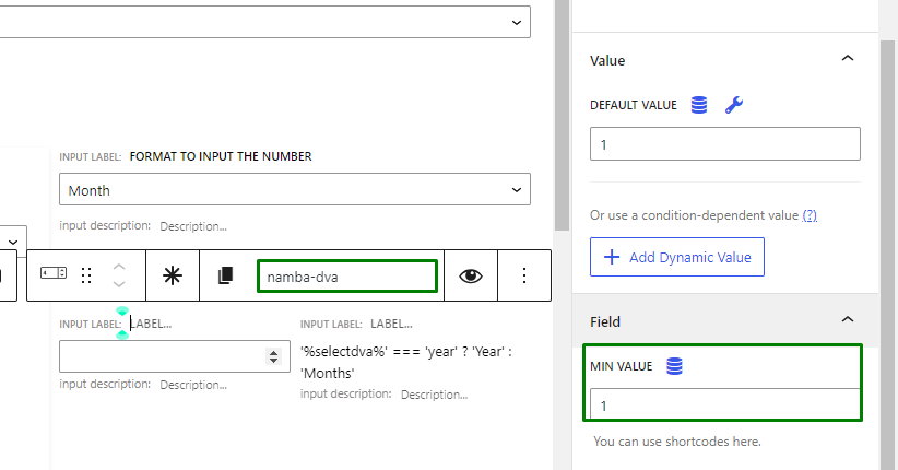 minimum value is 1 to accept only positive numbers