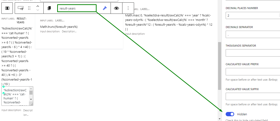 hidden toggle for the Calculated Field