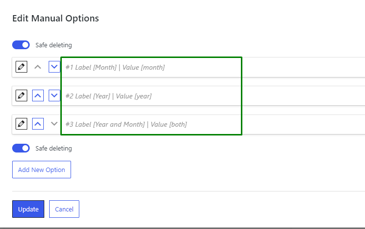 options for the Select Field