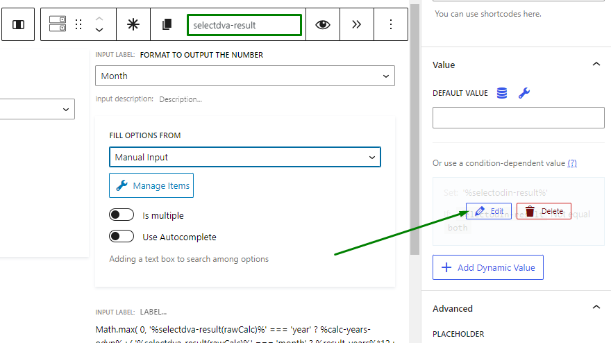 Select Field with the Dynamic Value