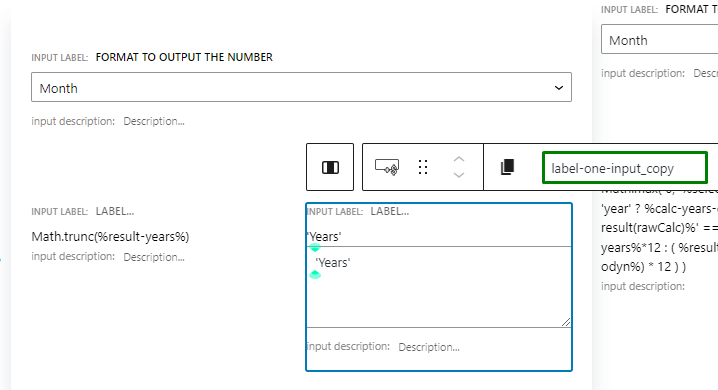 field for the calculating result