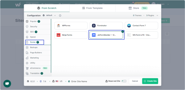 form configuration page