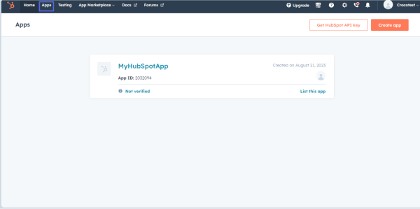 hubspot account page