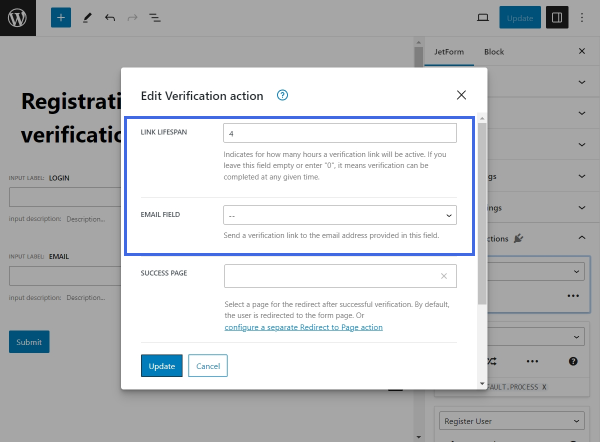 the first part of verification action settings