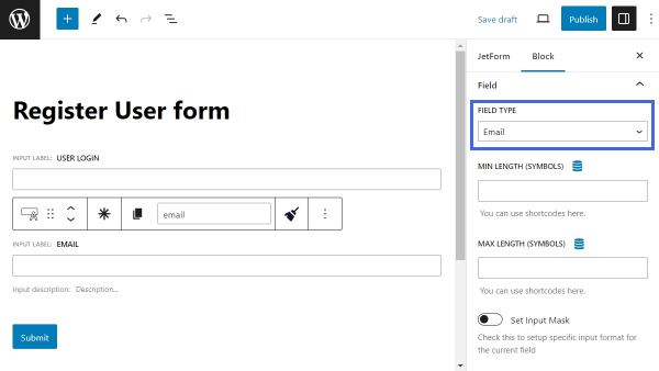 adding an email address field to a registration form