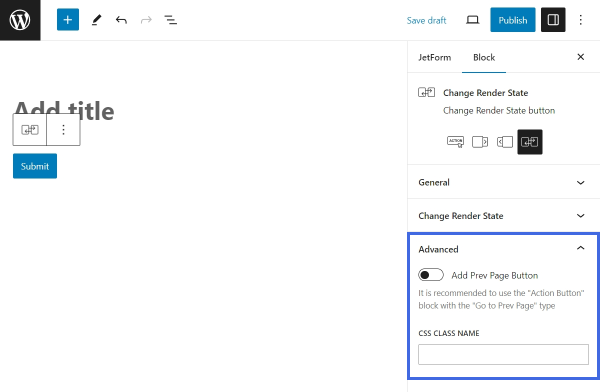 change render state field advanced settings