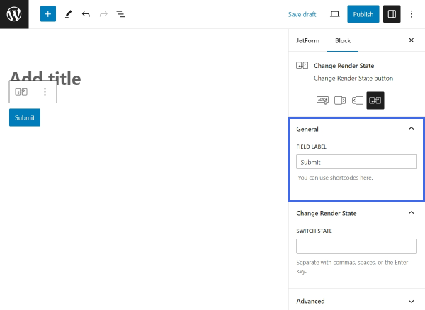 change render state field general settings