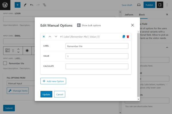 configuring the remember me checkbox field