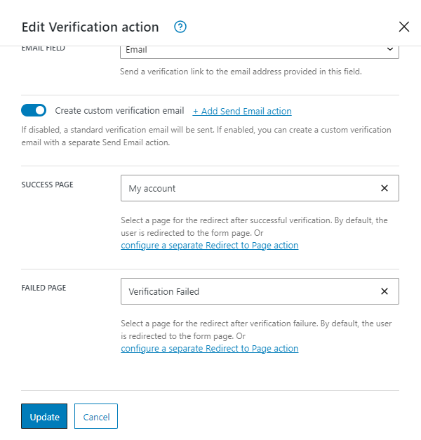 create custom verification email