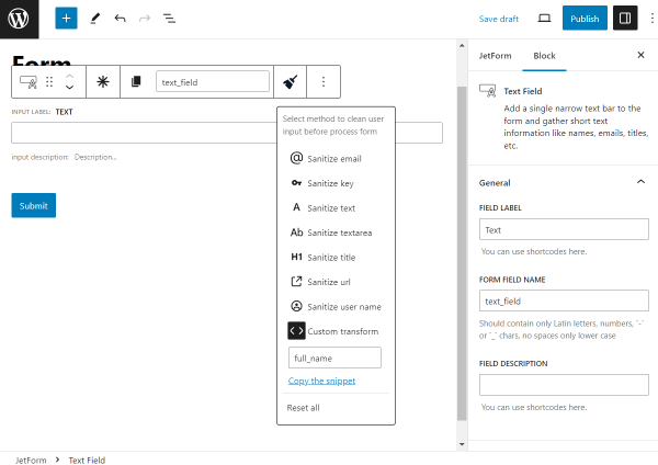 custom transform feature