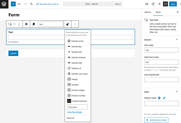 custom transform method