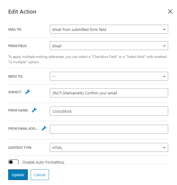 edit send email action