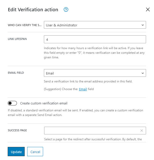 edit verification action