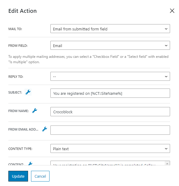 email from submitted form field