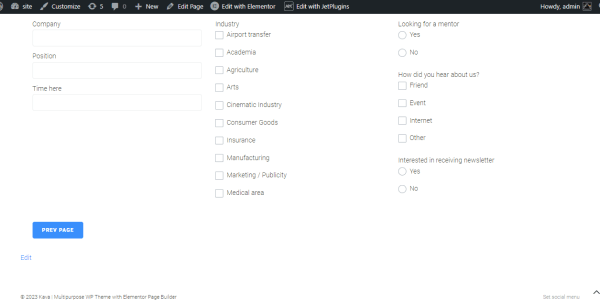 prev page block of the front end