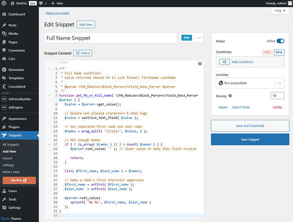 full name code snippet